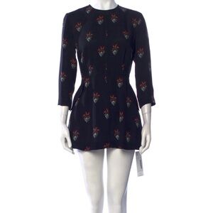 A.L.C. Terry Silk Mini Dress Women’s Size 6 Pockets Fleur De Lis